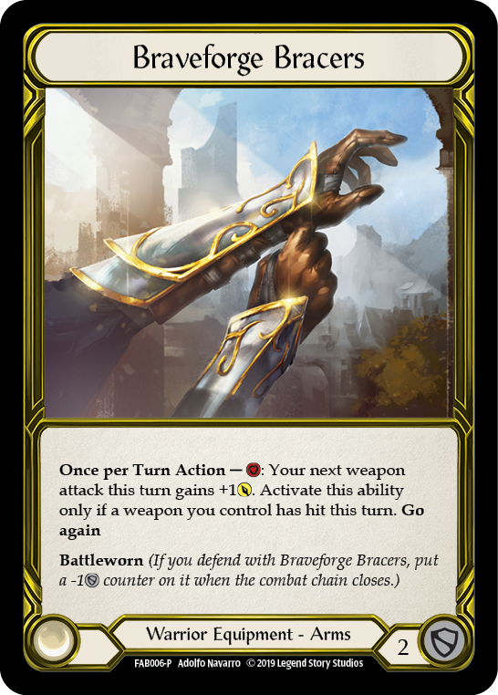 Braveforge Bracers [FAB006-P] (Promo) 1st Edition Cold Foil - Golden 