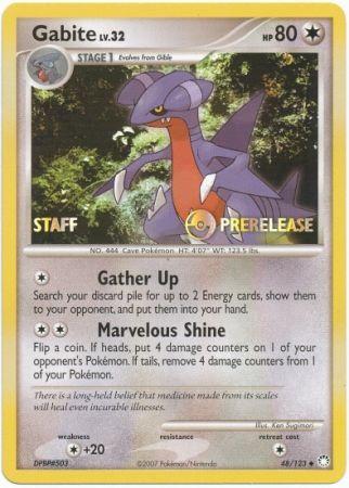 Gabite (48/123) (Staff Prerelease Promo) [Diamond &amp; Pearl: Black Star Promos] 
