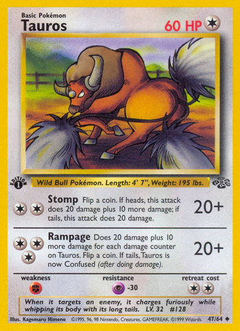 Tauros (47/64) [Jungle 1st Edition] 