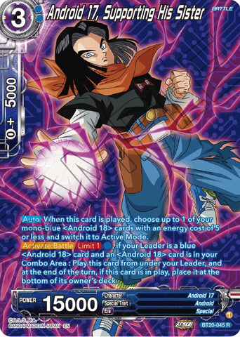 Android 17, Supporting His Sister (Silver Foil) (BT20-045) [Power Absorbed] 