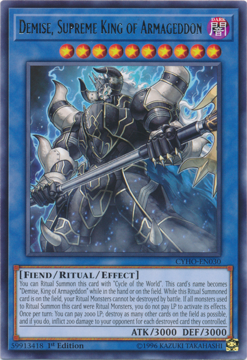 Demise, Supreme King of Armageddon [CYHO-EN030] Rare 