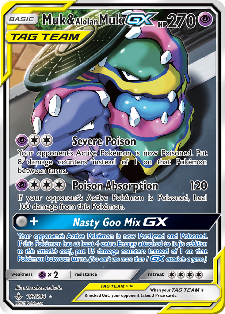 Muk &amp; Alolan Muk GX (197/214) [Sun &amp; Moon: Unbroken Bonds] 