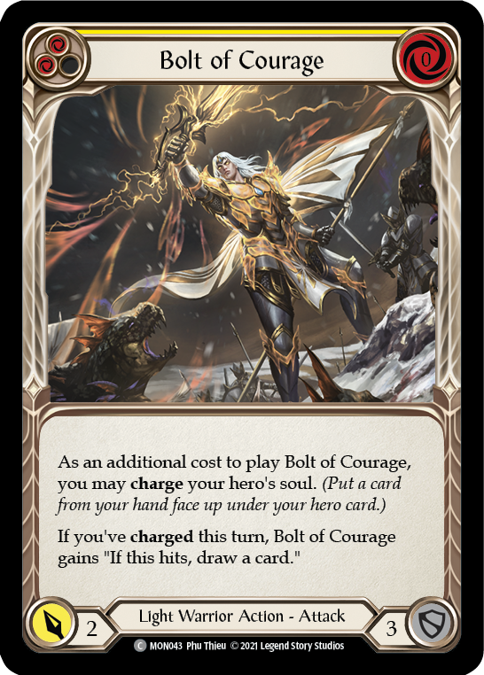 Bolt of Courage (Yellow) [MON043-RF] (Monarch) 1st Edition Rainbow Foil 