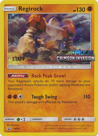 Regirock (SM74) (Staff Prerelease Promo) [Sun &amp; Moon: Black Star Promos] 