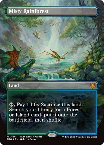 Misty Rainforest (Borderless) (Dragonscale Foil) [Tarkir: Dragonstorm Special Guests] 
