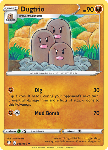 Dugtrio (085/189) [Sword &amp; Shield: Darkness Ablaze] 