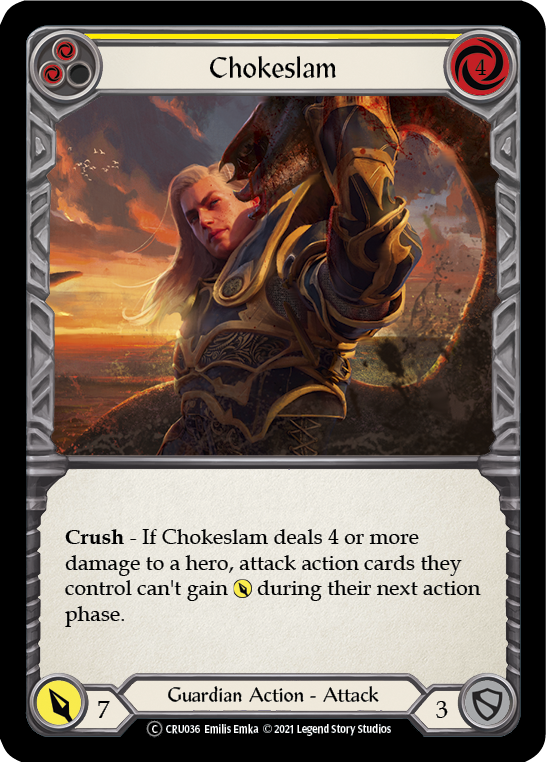 Chokeslam (Yellow) [U-CRU036] (Crucible of War Unlimited) Unlimited Rainbow Foil 