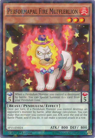 Performapal Fire Mufflerlion [SP15-EN024] Shatterfoil Rare 