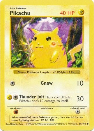 Pikachu (58/102) (Red Cheeks Misprint) [Base Set Shadowless Unlimited] 