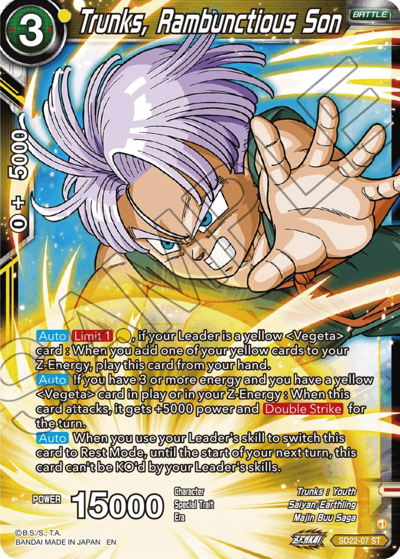 Trunks, Rambunctious Son (Starter Deck Exclusive) (SD22-07) [Power Absorbed] 