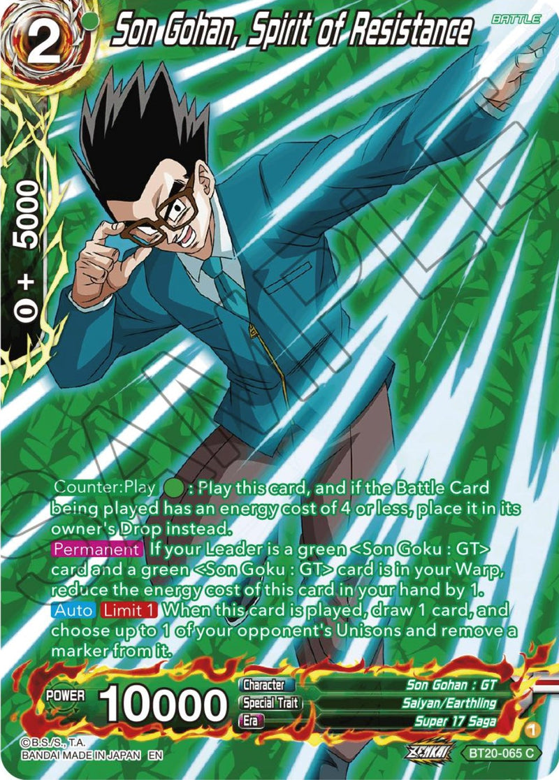 Son Gohan, Spirit of Resistance (Silver Foil) (BT20-065) [Power Absorbed] 