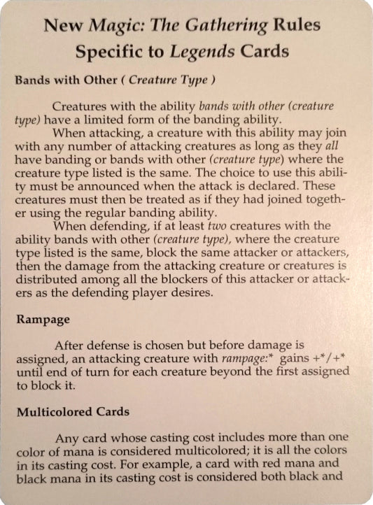 Legends Rules Card [Legends Tokens]