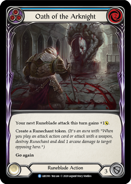 Oath of the Arknight (Blue) [U-ARC093] (Arcane Rising Unlimited) Unlimited Rainbow Foil 