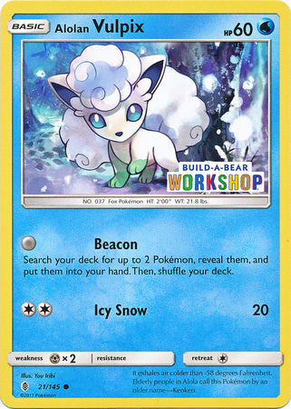 Alolan Vulpix (21/145) (Build A Bear Workshop Exclusive) [Sun &amp; Moon: Guardians Rising] 