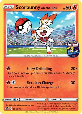 Scorbunny on the Ball (004/005) [Pokemon Futsal Collection] 