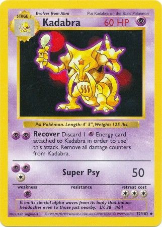 Kadabra (32/102) [Base Set Shadowless Unlimited] 