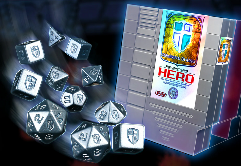 1UP-Dice - Radiant Silver Shield - Polyhedral Dice Set