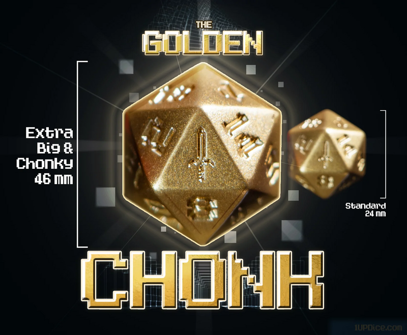 1UP-Dice - The Golden Chonk Mystical Sword - D20