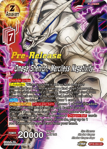 Omega Shenron, Merciless Negativity (BT18-004) [Dawn of the Z-Legends Prerelease Promos] 