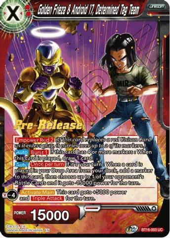 Golden Frieza &amp; Android 17, Determined Tag Team (BT16-003) [Realm of the Gods Prerelease Promos] 