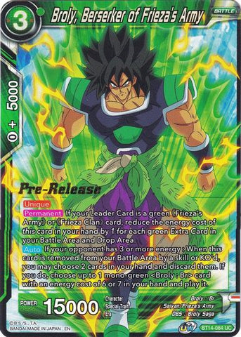 Broly, Berserker of Frieza's Army (BT14-084) [Cross Spirits Prerelease Promos] 