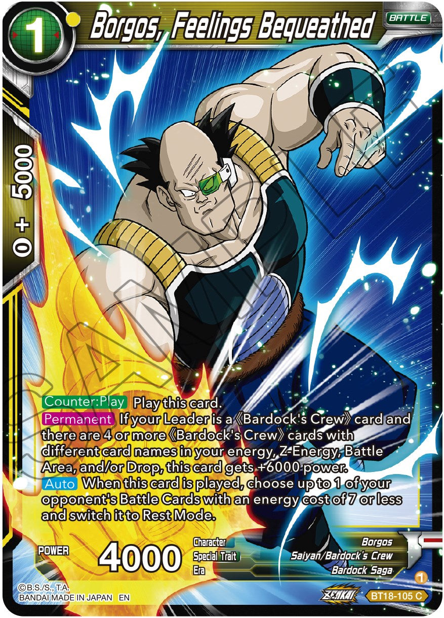 Borgos, Feelings Bequeathed (BT18-105) [Dawn of the Z-Legends]