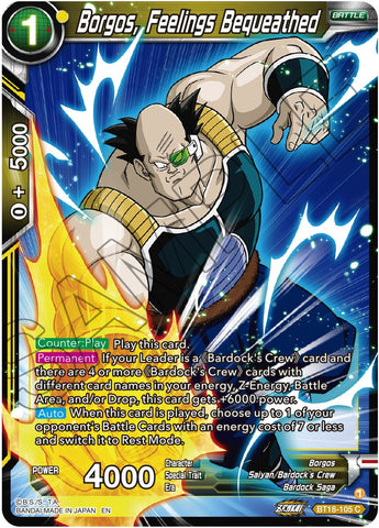 Borgos, Feelings Bequeathed (BT18-105) [Dawn of the Z-Legends] 