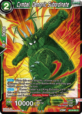 Cymbal, Demonic Subordinate (BT18-081) [Dawn of the Z-Legends] 