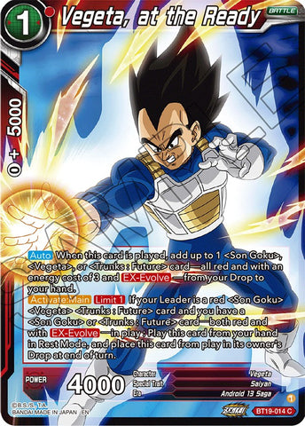 Vegeta, at the Ready (BT19-014) [Fighter's Ambition] 
