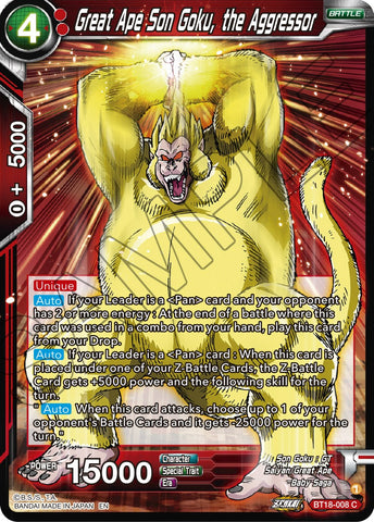 Great Ape Son Goku, the Aggressor (BT18-008) [Dawn of the Z-Legends] 