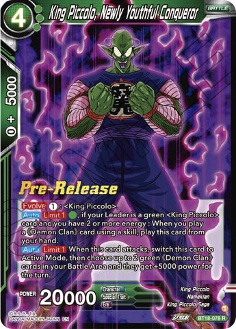 King Piccolo, Newly Youthful Conqueror (BT18-078) [Dawn of the Z-Legends Prerelease Promos] 