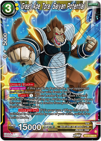 Great Ape Tora, Saiyan Potential (BT18-098) [Dawn of the Z-Legends] 