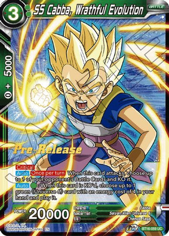 SS Cabba, Wrathful Evolution (BT16-059) [Realm of the Gods Prerelease Promos] 