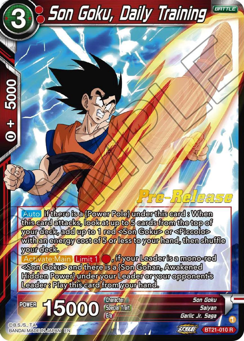 Son Goku, Daily Training (BT21-010) [Wild Resurgence Pre-Release Cards] 