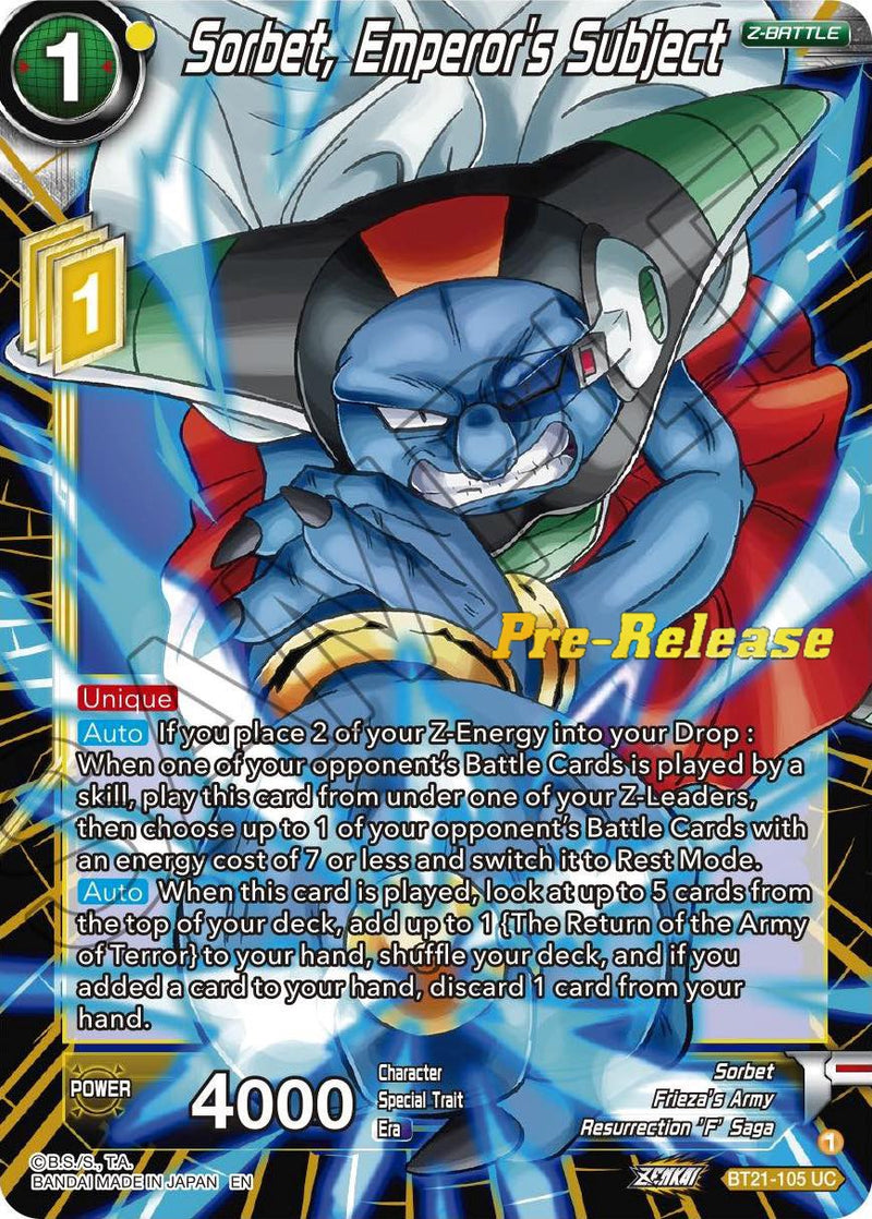 Sorbet, Emperor's Subject (BT21-105) [Wild Resurgence Pre-Release Cards]