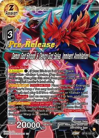 Demon God Shroom &amp; Demon God Salsa, Imminent Annihilation (BT18-123) [Dawn of the Z-Legends Prerelease Promos] 