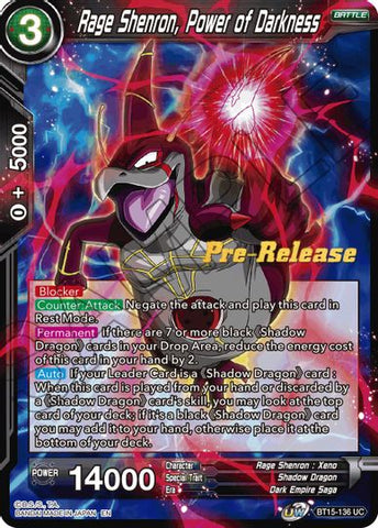 Rage Shenron, Power of Darkness (BT15-136) [Saiyan Showdown Prerelease Promos] 