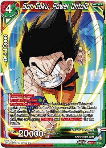 Son Goku, Power Untold (BT18-142) [Dawn of the Z-Legends] 