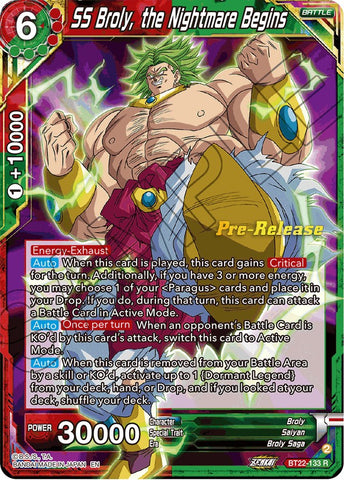 SS Broly, the Nightmare Begins (BT22-133) [Critical Blow Prerelease Promos] 