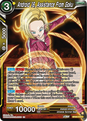 Android 18, Support From Goku (BT23-119) [Perfect Combination] 