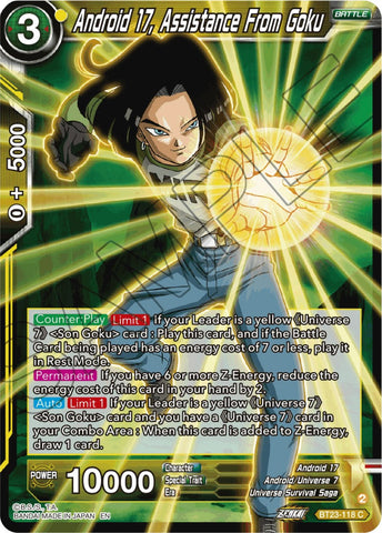 Android 17, Support From Goku (BT23-118) [Perfect Combination] 