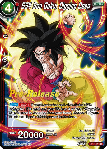SS4 Son Goku, Digging Deep (BT18-011) [Dawn of the Z-Legends Prerelease Promos] 