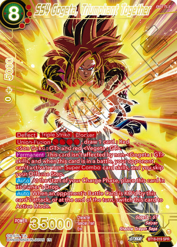 SS4 Gogeta, Triumphant Together (SPR) (BT18-019) [Dawn of the Z-Legends] 