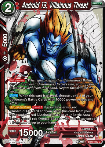 Android 13, Villainous Threat (BT19-020) [Fighter's Ambition] 