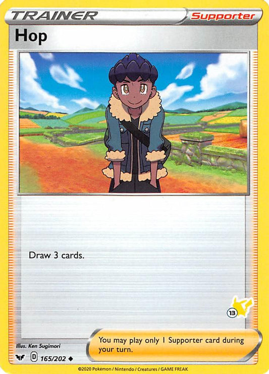 Hop (165/202) (Pikachu Stamp #13) [Battle Academy 2022]