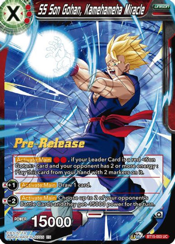 SS Son Gohan, Kamehameha Miracle (BT15-003) [Saiyan Showdown Prerelease Promos] 