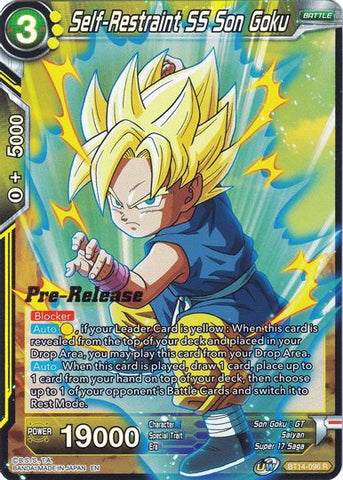 Self-Restraint SS Son Goku (BT14-096) [Cross Spirits Prerelease Promos] 
