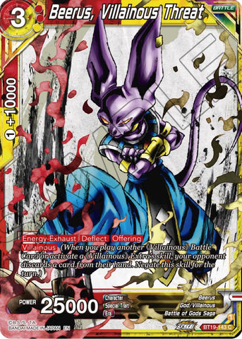 Beerus, Villainous Threat (BT19-143) [Fighter's Ambition] 