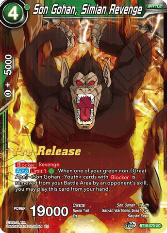 Son Gohan, Simian Revenge (BT15-070) [Saiyan Showdown Prerelease Promos] 