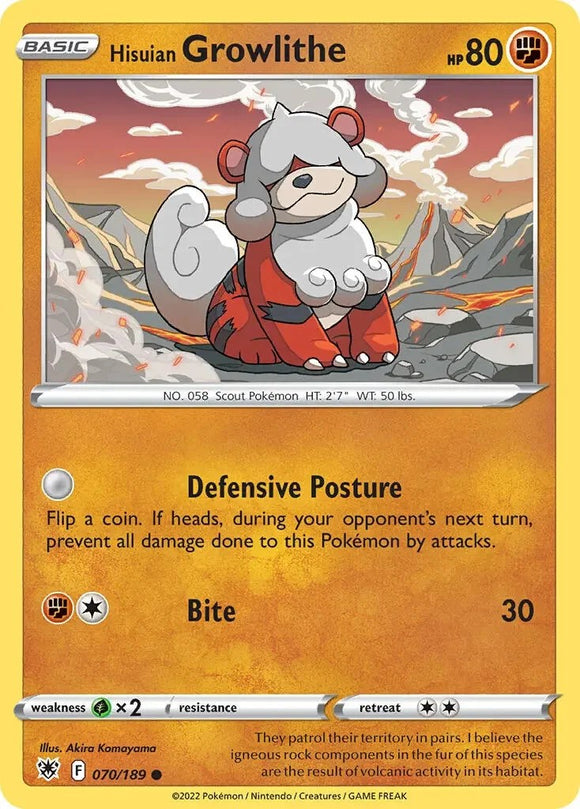Hisuian Growlithe (070/189) (Theme Deck Exclusive) [Sword & Shield: Astral Radiance]